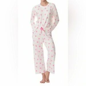 P.J. Salvage White Pajama Set with Pink Lips